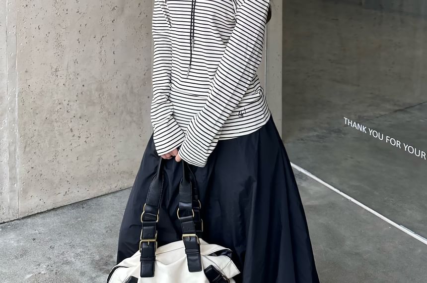 Striped Cold Shoulder Long Sleeve Tee