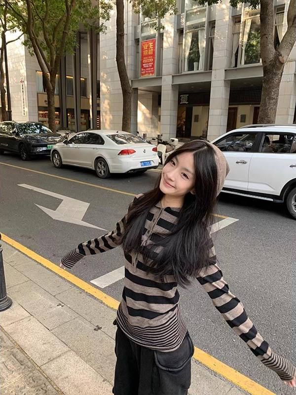 Hooded Striped Long Sleeve Tee