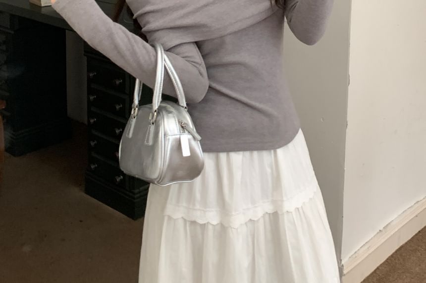 Off Shoulder Long Sleeve Solid Top