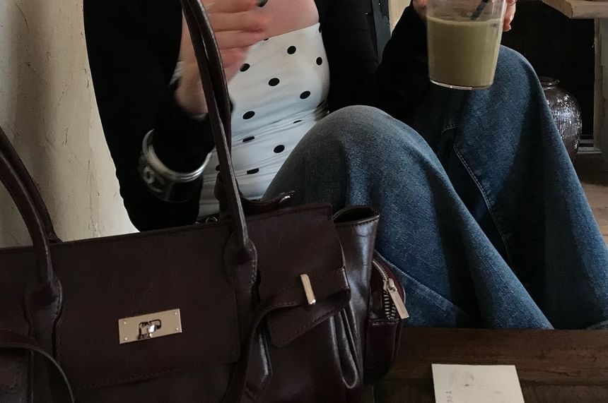 Long Sleeve Polka Dot Mock Two-Piece Tee
