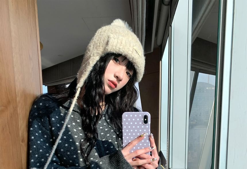 Polka Dot Zip Hoodie with Knit Shorts