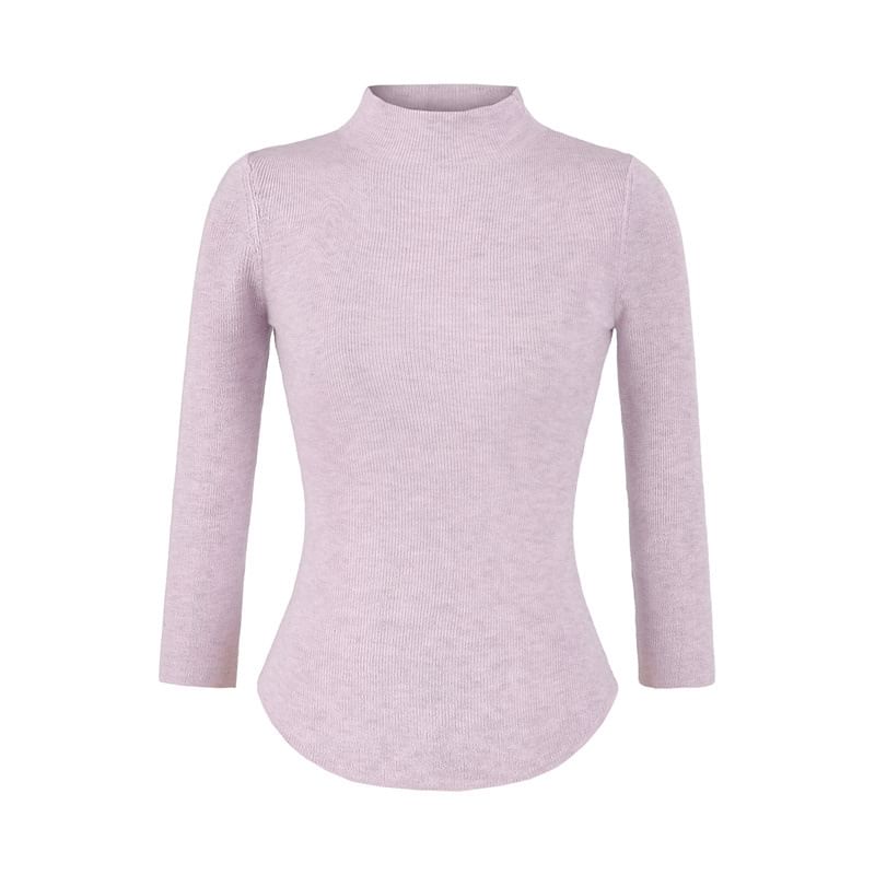 High Neck Long Sleeve Solid Knit Sweater