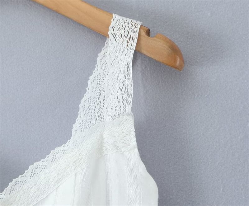 Lace Camisole with Tie-Front Buttons / High Waist Mini A-Line Layered Skirt Set