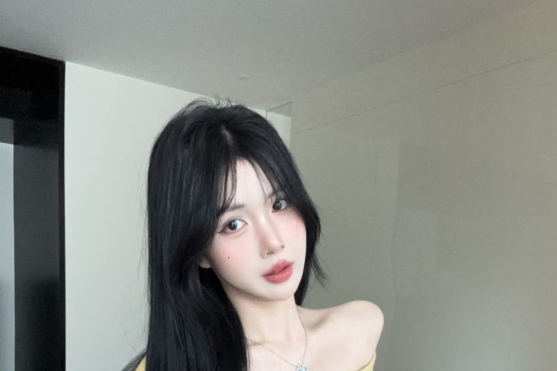 Off-Shoulder Cutout Asymmetrical Crop Top