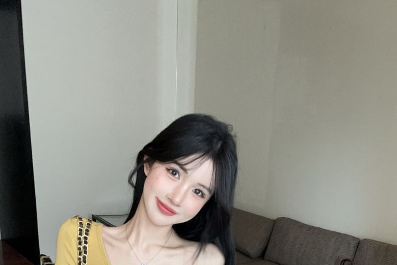 Off-Shoulder Cutout Asymmetrical Crop Top