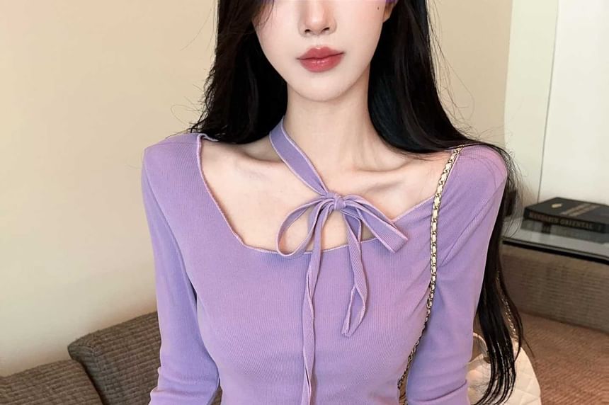 Asymmetrical Halter Neck Crop Top Slim Fit