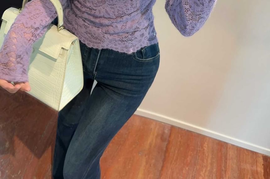 Notch Neck Lace Slim Fit Crop Top