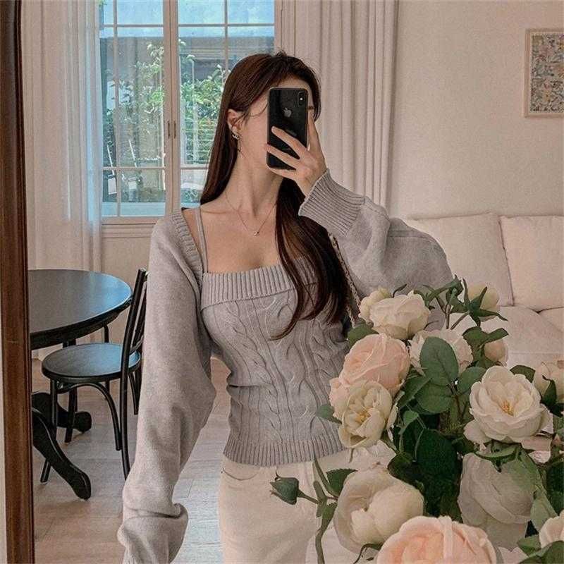 Crop Camisole and Bolero Knit Set