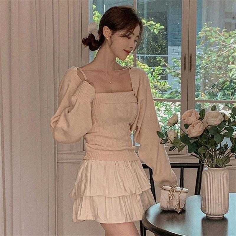 Crop Camisole and Bolero Knit Set