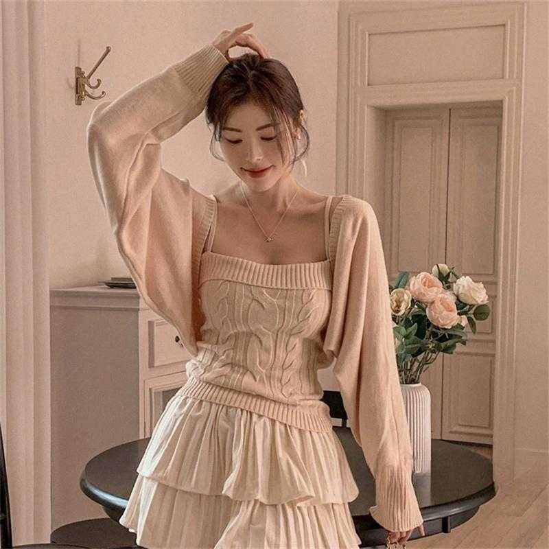 Crop Camisole and Bolero Knit Set