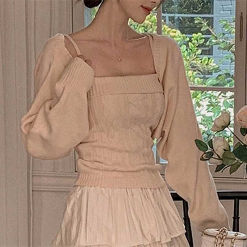 Crop Camisole and Bolero Knit Set