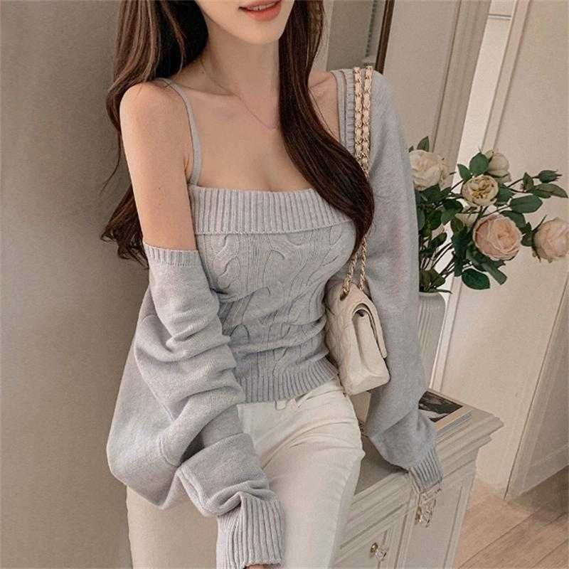 Crop Camisole and Bolero Knit Set