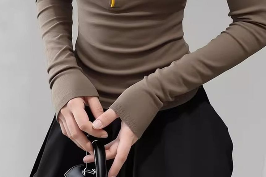 Long Sleeve Contrast Trim Henley Shirt
