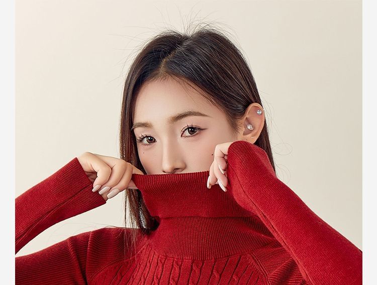 Cable-Knit Turtleneck Sweater