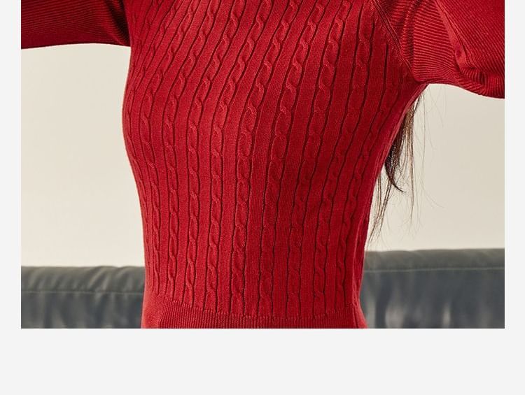 Cable-Knit Turtleneck Sweater