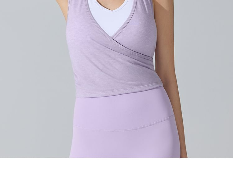 Two-Tone Racerback Crop Tank Mock Neck