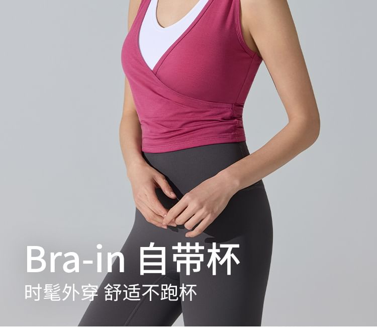 Two-Tone Racerback Crop Tank Mock Neck