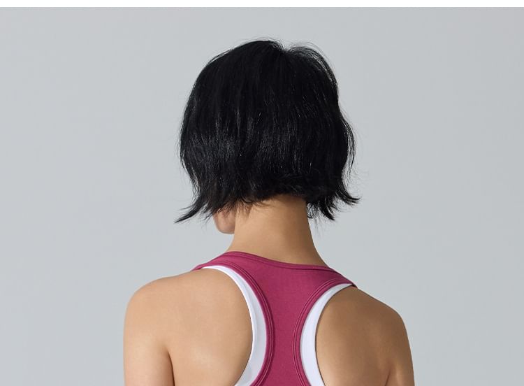 Two-Tone Racerback Crop Tank Mock Neck