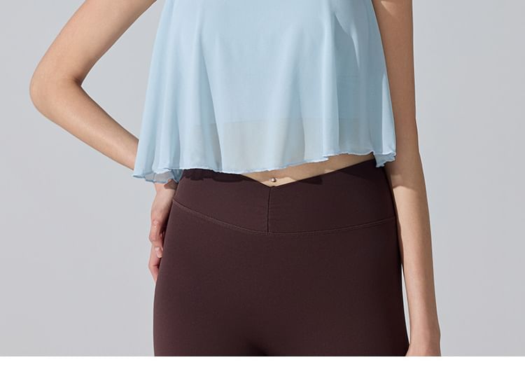 Mesh Halter Neck Crop Sports Top