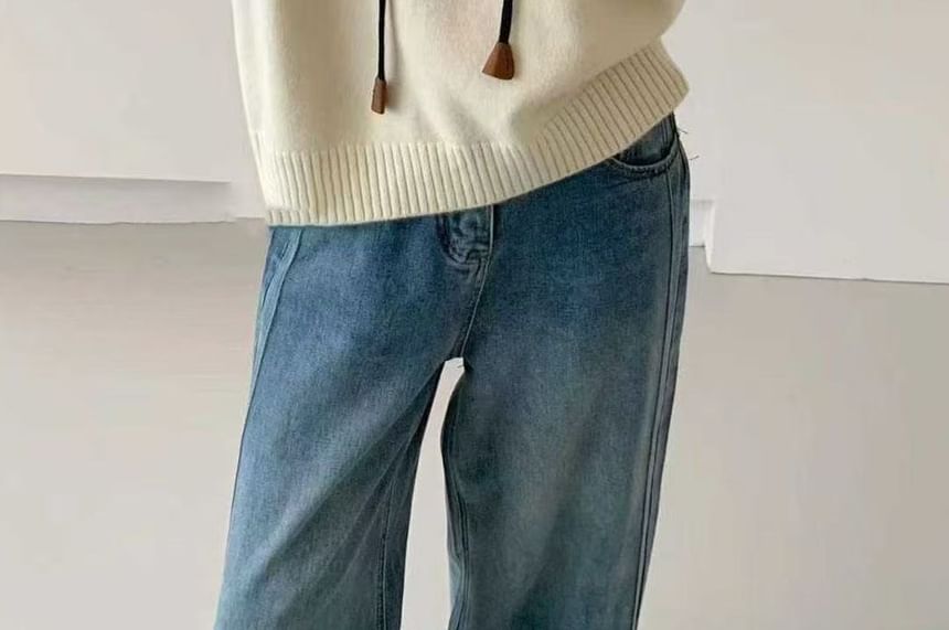 Half-Zip Contrast Trim Knit Hoodie