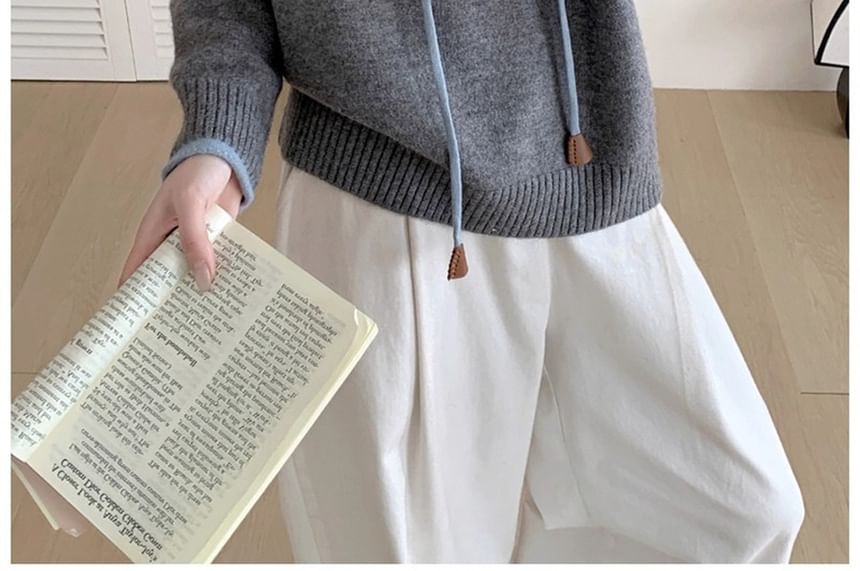 Half-Zip Contrast Trim Knit Hoodie