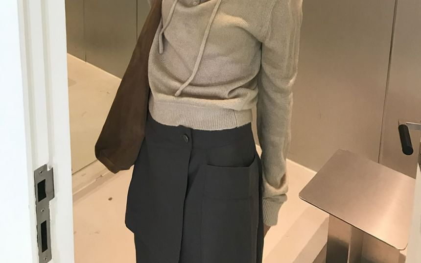 Hooded Henley Sweater Plain Style