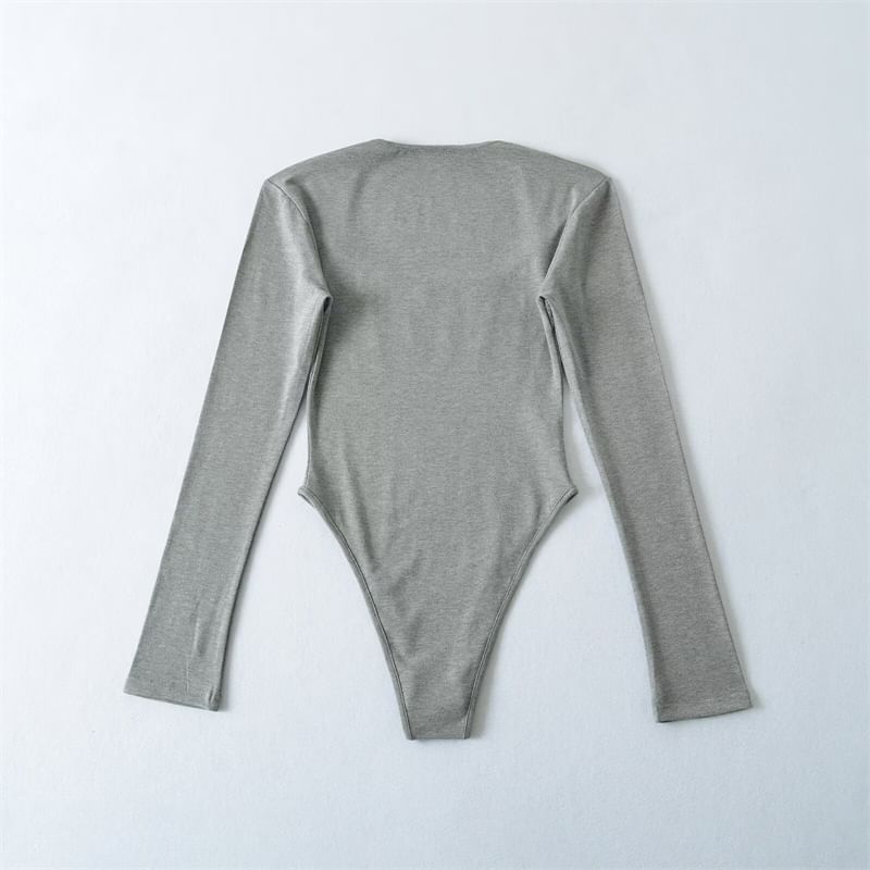 Square Neck Bodysuit Top Long Sleeve