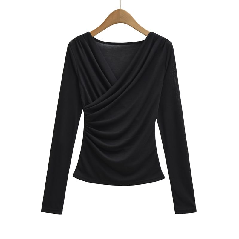 V-Neck Wrap Tee Long Sleeve