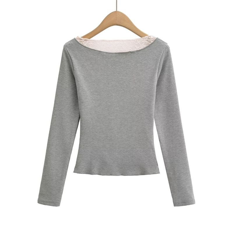Two-Tone Mock Neck Long Sleeve Top