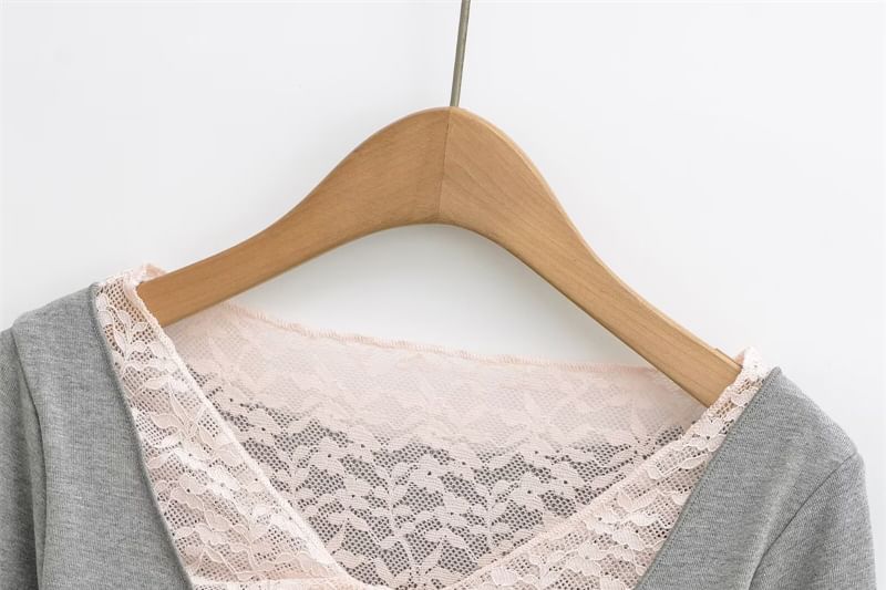 Two-Tone Mock Neck Long Sleeve Top