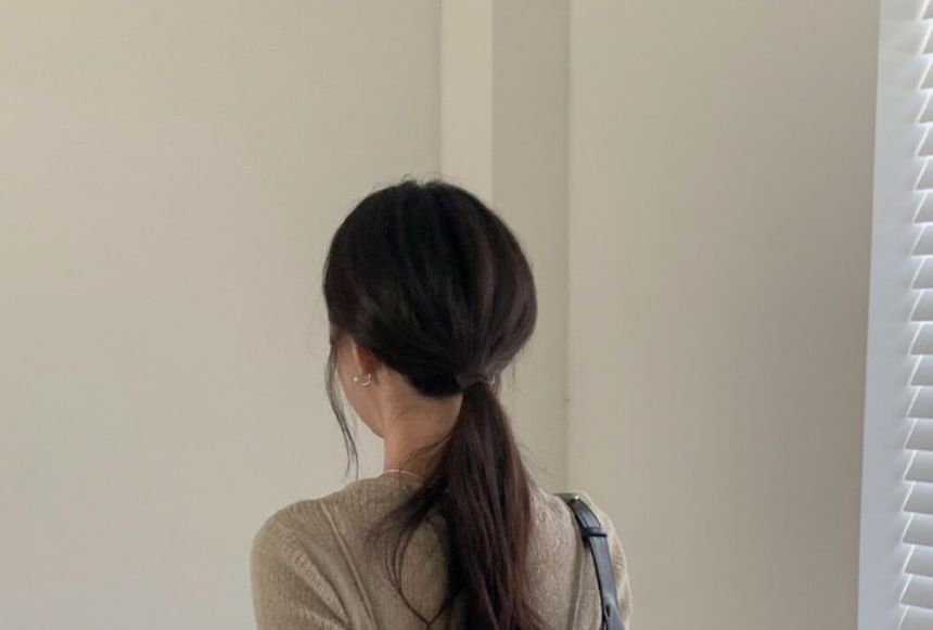 Set: Plain Knit Cropped Camisole Top + Cardigan