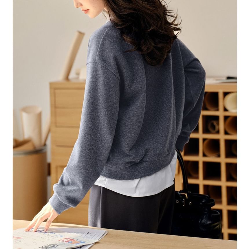 Two-Tone Collared Sweatshirt