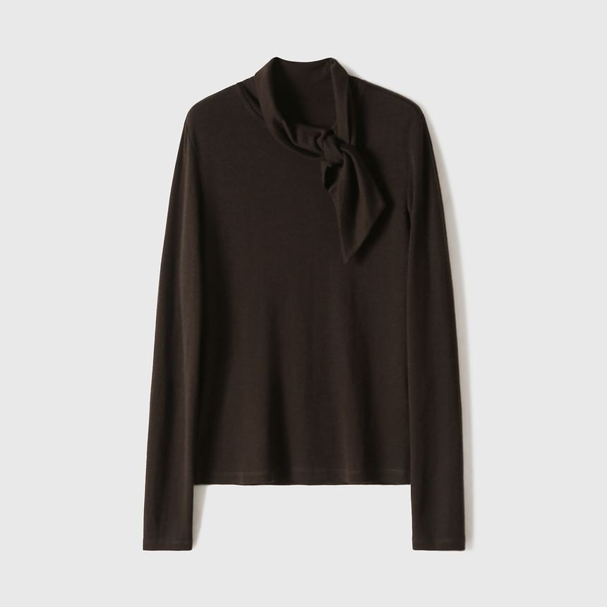 Tie-Neck Tee with Long Sleeves