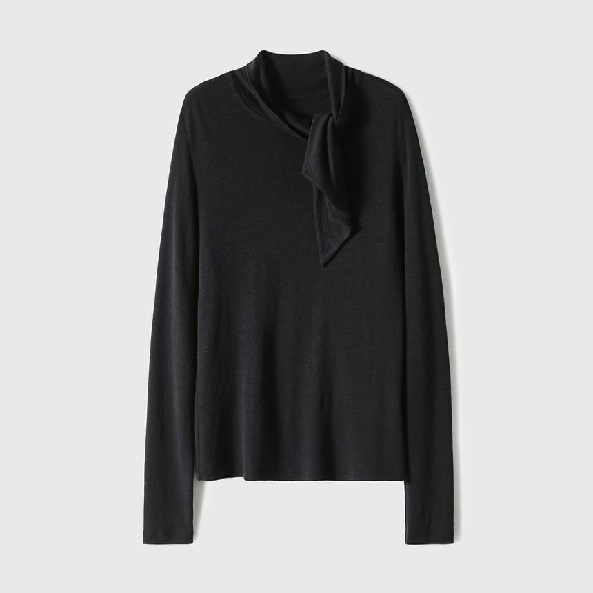 Tie-Neck Tee with Long Sleeves