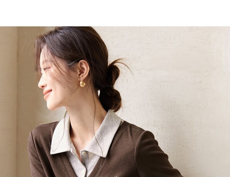 Two-Tone Collared Long-Sleeve Tee