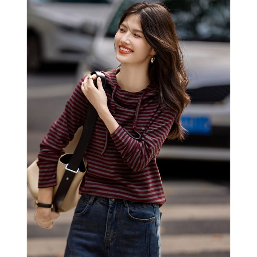 Striped Pullover with Drawstring