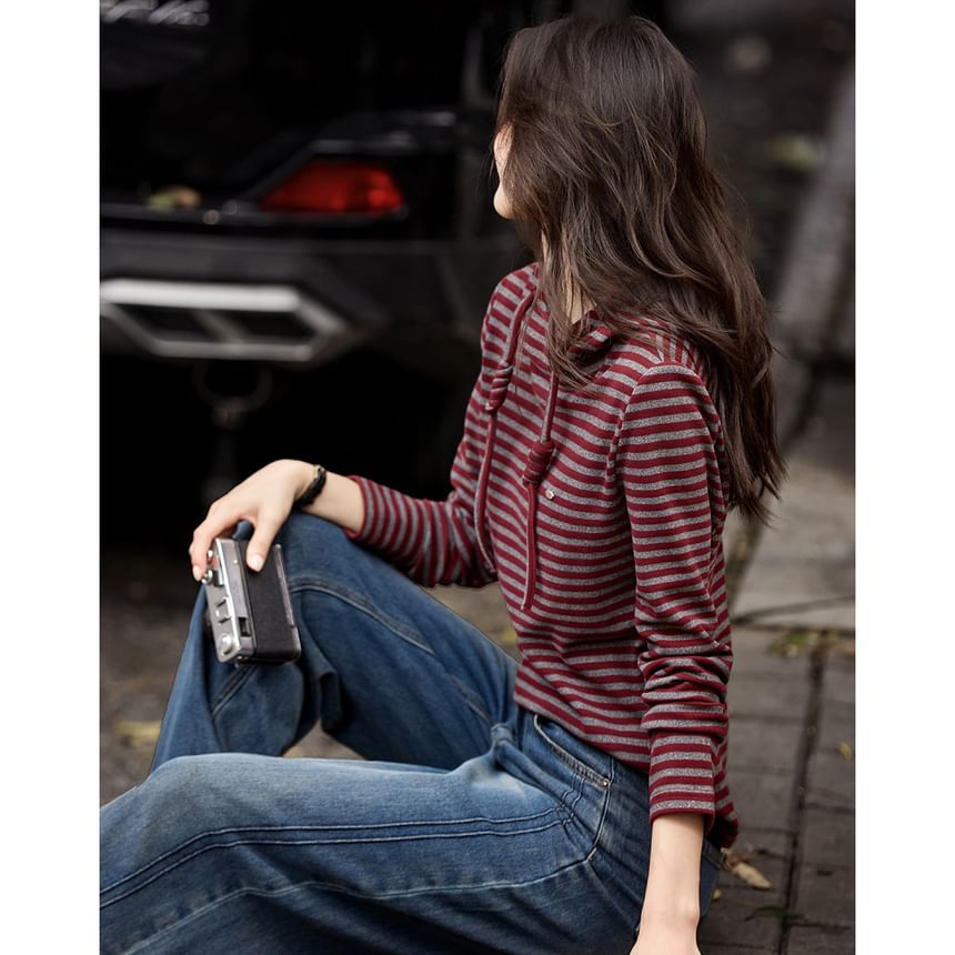 Striped Pullover with Drawstring