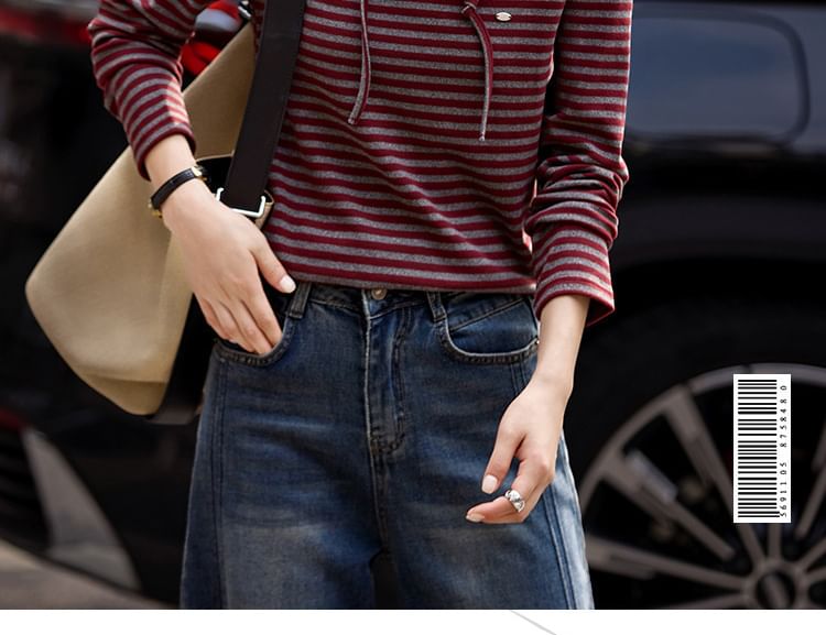 Striped Pullover with Drawstring