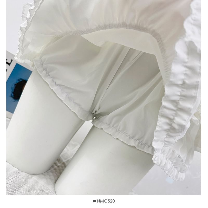 High Waist Plain Ruffle Mini A-Line Skirt