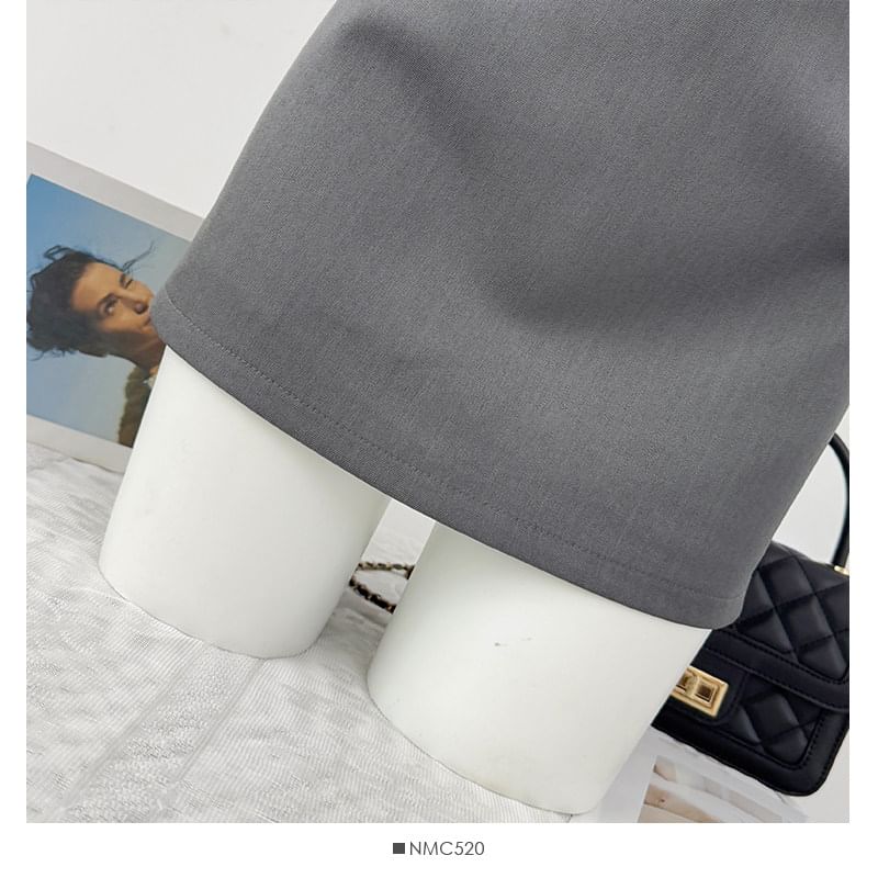 High Waist Plain Mini Pencil Skirt