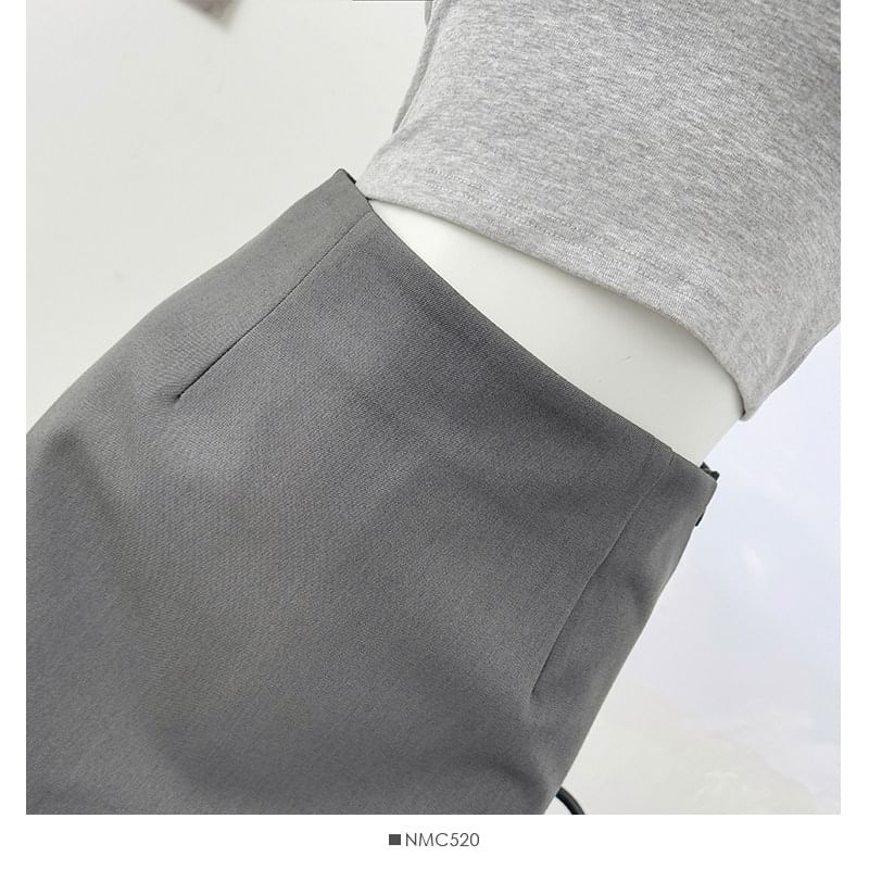 High Waist Plain Mini Pencil Skirt