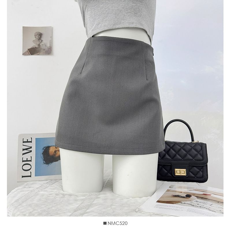 High Waist Plain Mini Pencil Skirt