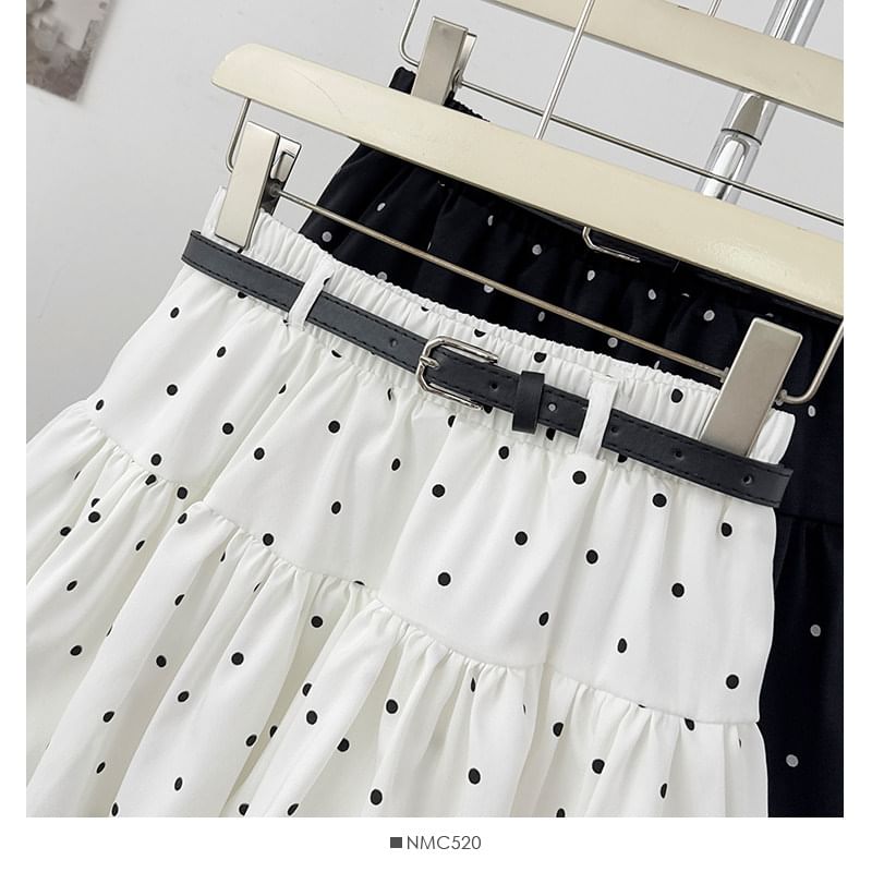 Elastic Waist Polka Dot Mini A-Line Skirt
