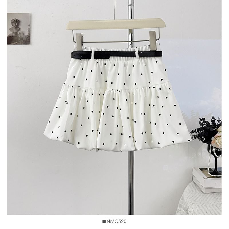 Elastic Waist Polka Dot Mini A-Line Skirt