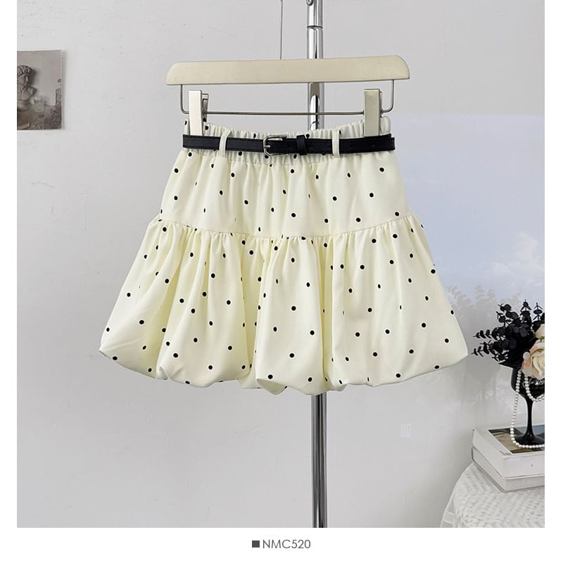 Elastic Waist Polka Dot Mini A-Line Skirt