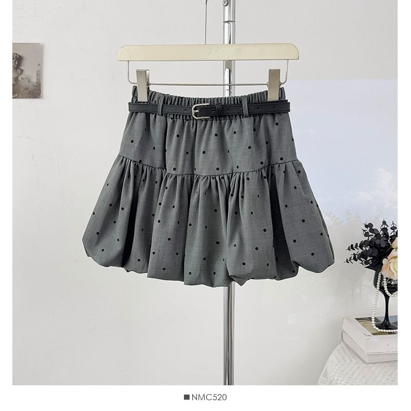 Elastic Waist Polka Dot Mini A-Line Skirt