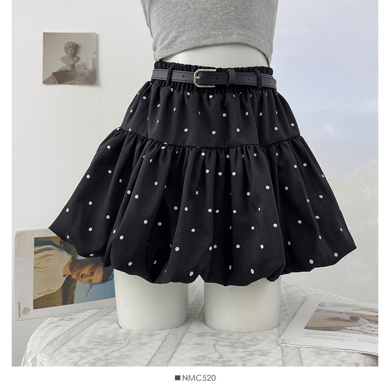 Elastic Waist Polka Dot Mini A-Line Skirt
