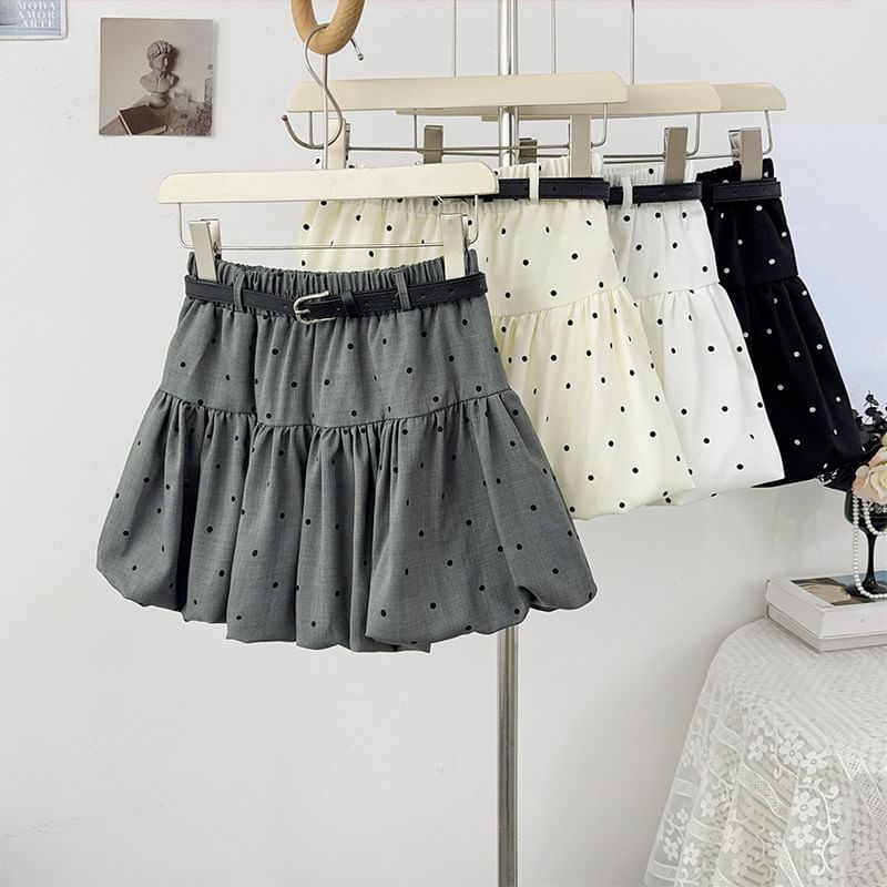 Elastic Waist Polka Dot Mini A-Line Skirt