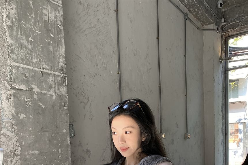 Cable Knit Hoodie with Tie Neck Panel