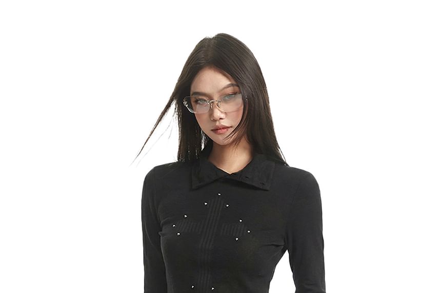 Turtleneck Knit Top with Long Sleeves